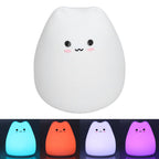 LED Tap Lamp Cat Shaped 7 Colors Changing Silicone Night Light for Home Bedroom Children's Room