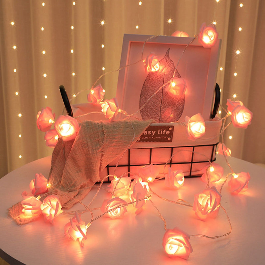 LED String Light Imitation Rose String Light Wedding String Light Festival Decoration LightPink