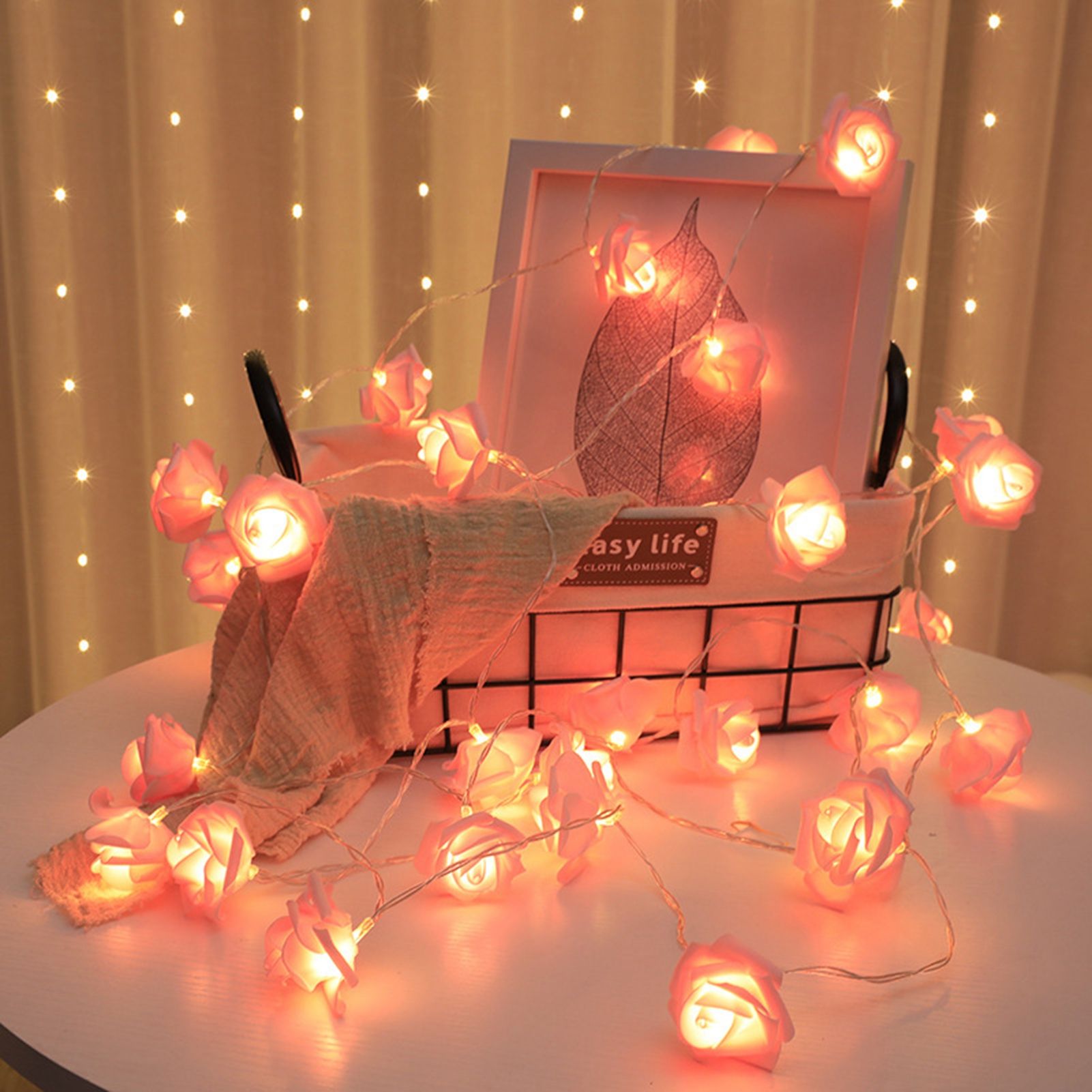 LED String Light Imitation Rose String Light Wedding String Light Festival Decoration LightPink