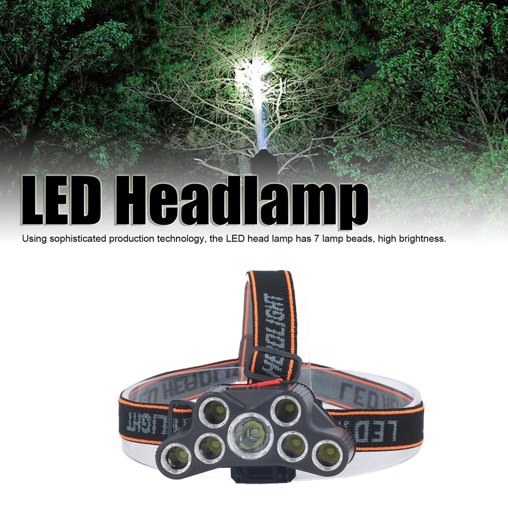 LED Headlamp 7 Lamp Beads High Brightness 4 Mode Waterproof USB Charging Head Band Light for Camping Maintenance
