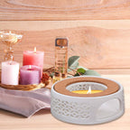Teapot Warmer Porcelain Tea Heater without Electricity Candles Heating White Teapot Heater Winter Tea Warmer for Home Tea House