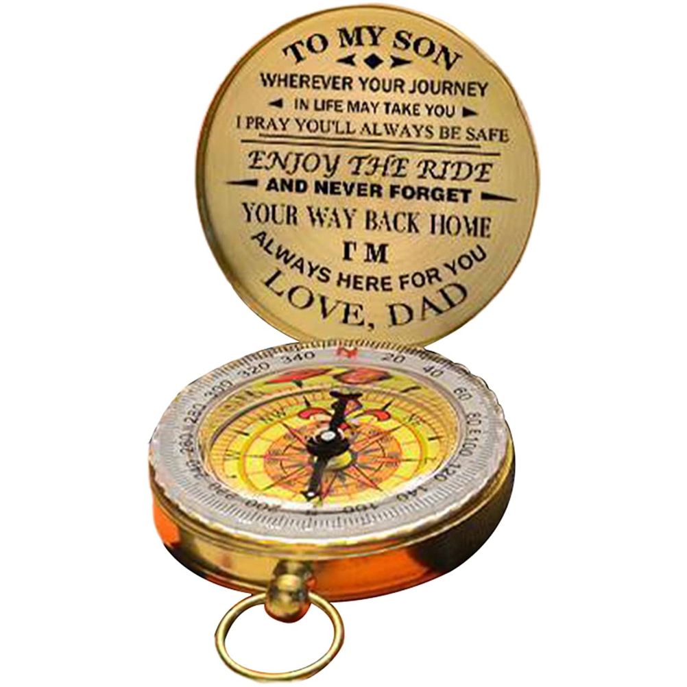 Luminous Compass Dad To Son Enjoy The Ride Gift for Camping Outdoor Activities Navigation Tool