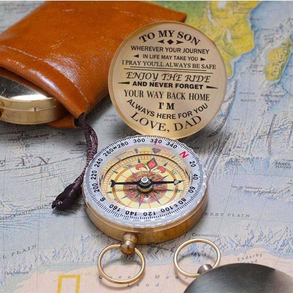 Luminous Compass Dad To Son Enjoy The Ride Gift for Camping Outdoor Activities Navigation Tool