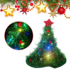 Luminous Christmas Tree Hat with Star for Christmas Party Fancy Dress Props for Kids Adult Xmas Green Hat