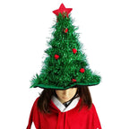 Luminous Christmas Tree Hat with Star for Christmas Party Fancy Dress Props for Kids Adult Xmas Green Hat