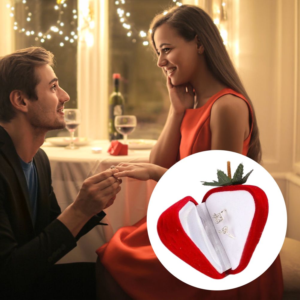 Ring Storage Case Cute Strawberry Shape Ring Protector Jewelry Box for Engagement and Wedding