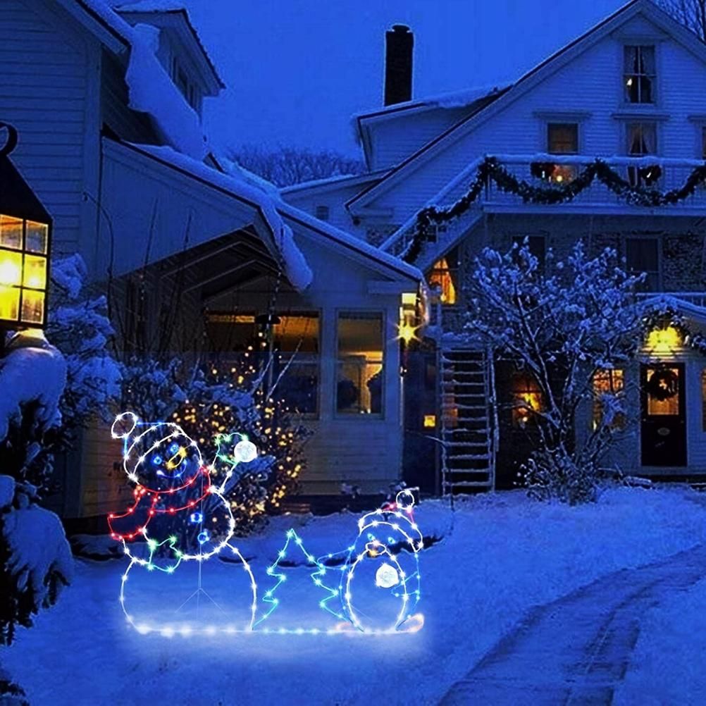 Christmas Fun Animated Ornaments Light String Garden Snow Glowing Decorative Frame Sign Indoor Outdoor Celebration Decor