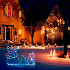Christmas Fun Animated Ornaments Light String Garden Snow Glowing Decorative Frame Sign Indoor Outdoor Celebration Decor