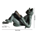 Literary Cat Resin Ornaments Garden Statue Decoration Reading Glasses Cat Crafts for Study and Office