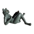 Literary Cat Resin Ornaments Garden Statue Decoration Reading Glasses Cat Crafts for Study and Office