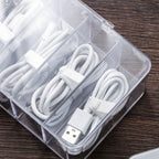 8 Grids Clear Plastic Cable Storage Box Data Cable Storage Container Save Space Cable Management Box for Storing Earrings Rings and Data Cables