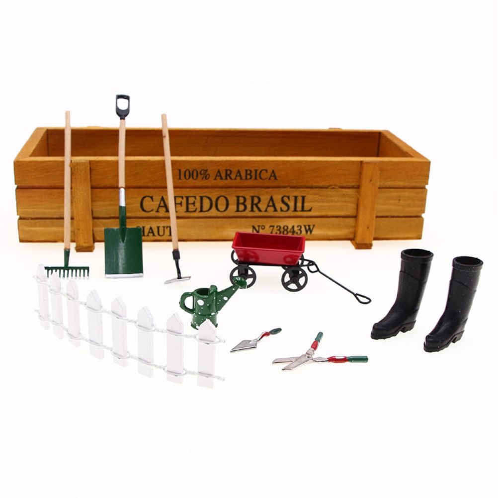 9pcs Miniature Dollhouse Set 1:12 Mini Garden Tools for Dollhouse Garden Miniature Decoration