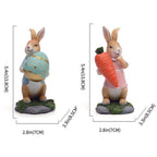Easter Bunny Figurines with Carrot Cute Resin Bunny Rabbit Statue Resin Crafts Ornaments Easter Gifts for Children