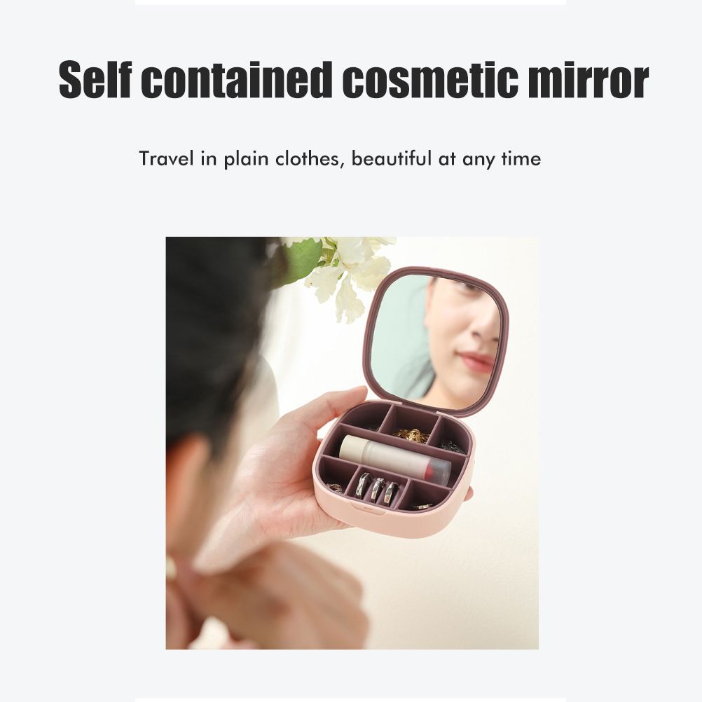 Travel Jewellery Box Portable Small Jewellery Box Organizer with Mirror Mini Jewelry Storage Case for Rings Earrings Necklaces Gifts