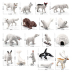 18PCS Polar Arctic Animal Toy Figurines Set Includes White Wolf White Owl White Arctic Rabbit Arctic Husky and Igloo Simulation Animal Model Gift for Kids