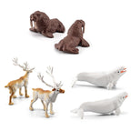 18PCS Polar Arctic Animal Toy Figurines Set Includes White Wolf White Owl White Arctic Rabbit Arctic Husky and Igloo Simulation Animal Model Gift for Kids