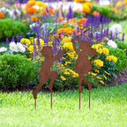 1 Pair Boy Girl Catching Butterfly Metal Decorative Garden Stakes Outdoor Garden Decor Boy Girl Silhouette Yard Stakes Spring Decor