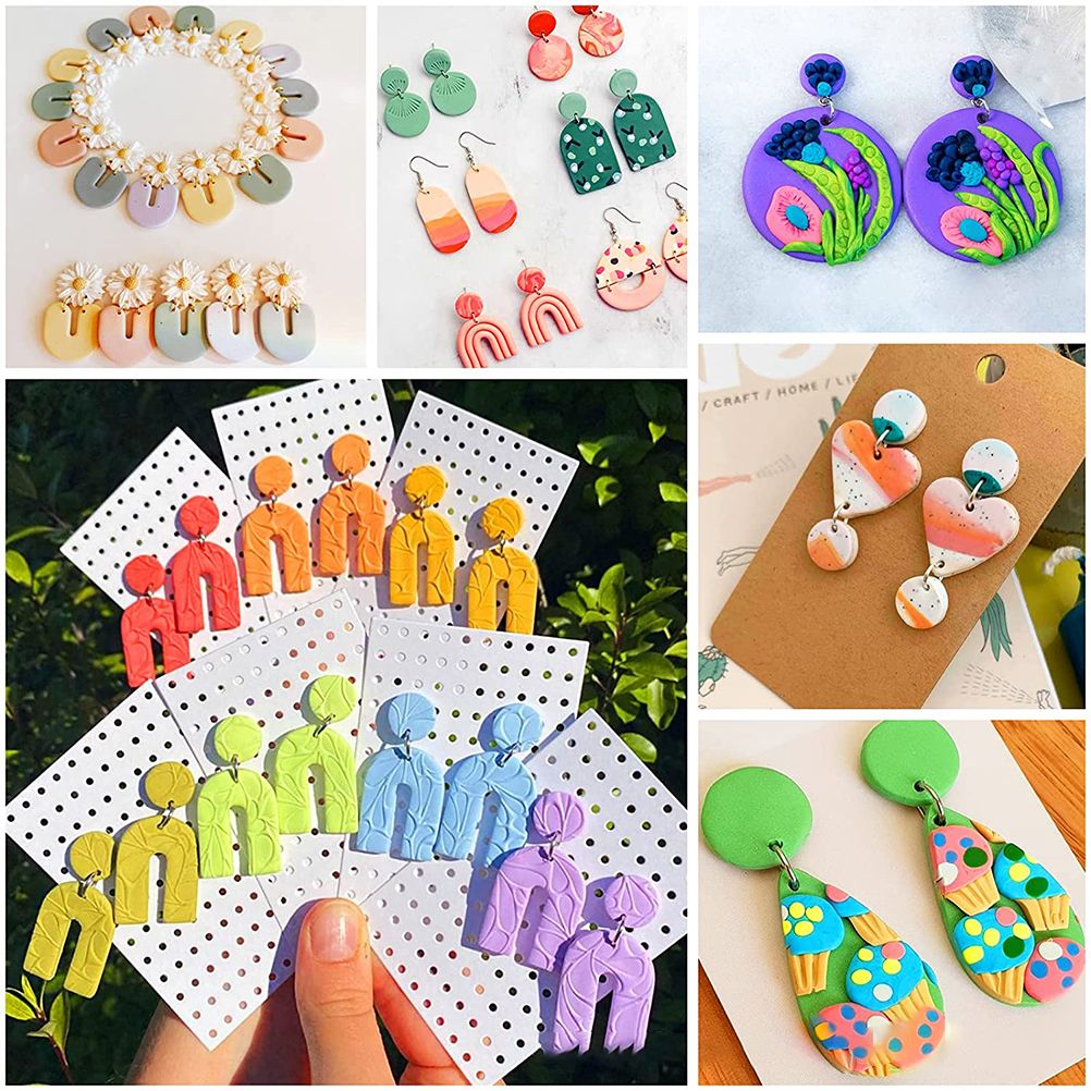 Polymer Clay Cutters DIY Clay Cutters Shapes for Polymer Jewelry Making with Earring Cards Hooks DIY Plastic Bags