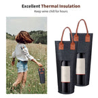 Single Bottle Wine Tote Bag Portable Felt Insulated Padded Thermal Wine Carrier Bag Wine Cooler for Travel Picnic Beach Wine Gifts