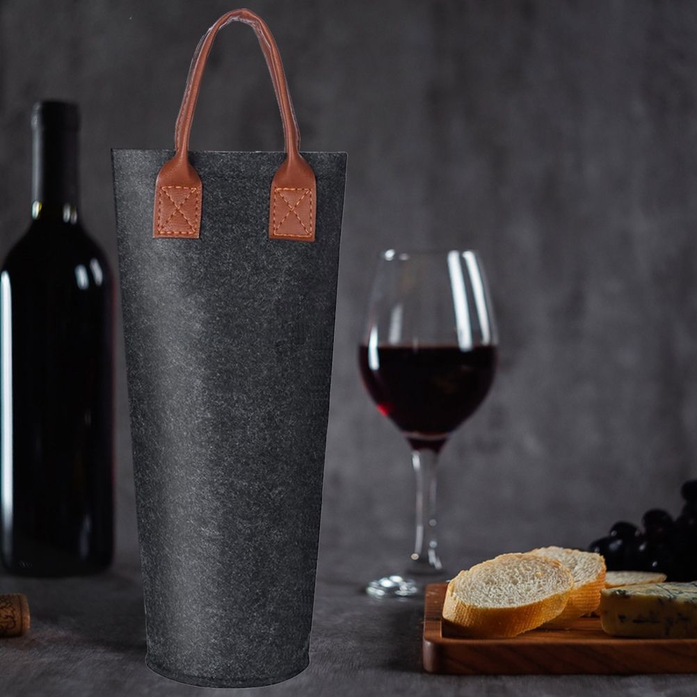 Single Bottle Wine Tote Bag Portable Felt Insulated Padded Thermal Wine Carrier Bag Wine Cooler for Travel Picnic Beach Wine Gifts