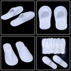 1 Pair Fleece Slippers Portable Washable One Time Non Slip Thick Home Slippers for Family Spa Guests Hotels Travel