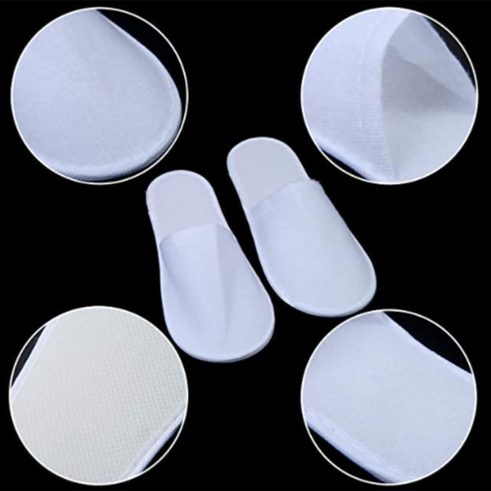 1 Pair Fleece Slippers Portable Washable One Time Non Slip Thick Home Slippers for Family Spa Guests Hotels Travel
