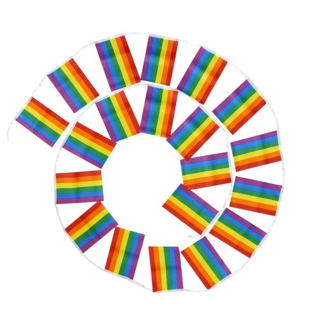 Rainbow Flag LGBT Pride String Flag Hanging Gay Lesbian Banners Bunting Flags Small Rainbow Flag Parade Festival Party Decorations
