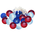 4th of July Decoration Lights 3 Meter 20 LED Independence Day String Lights with Red White Blue Balls Patriotic Patio Light for Patio Party Holiday Decor
