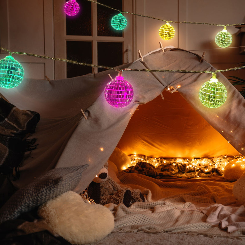 1.8m 10 Lights 5cm Golden Sphere Warm Light Mirror Light String Christmas Lights String Christmas Tree Decoration