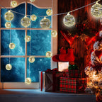 1.8m 10 Lights 5cm Golden Sphere Warm Light Mirror Light String Christmas Lights String Christmas Tree Decoration