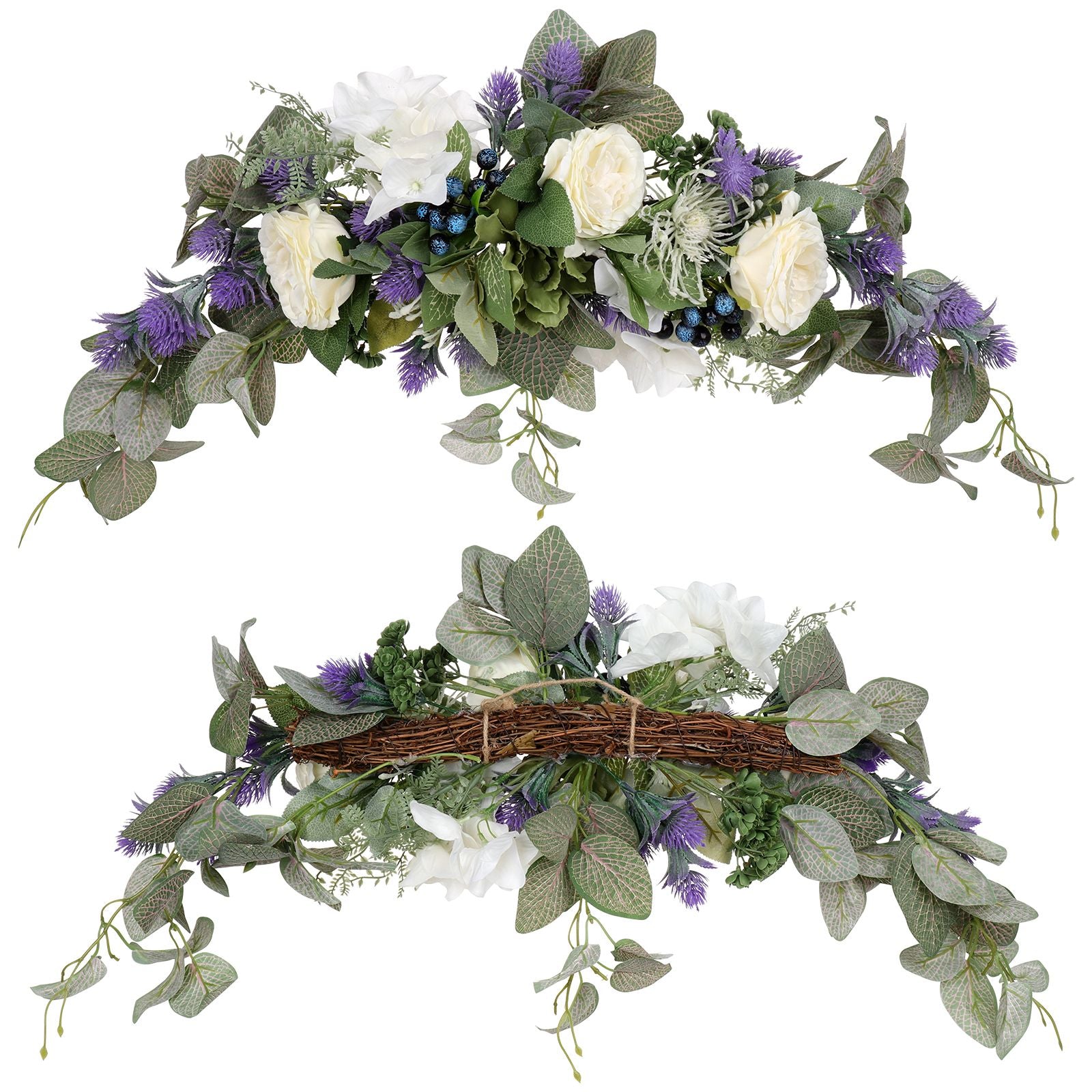 Lavender Wreath Artificial Lavender Floral Wreath for Wedding Party Wall Window Backdrop Home Decor