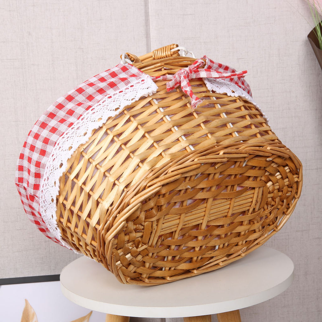 Wicker Picnic Basket Willow Woven Hand Basket Rustic Picnic Activities Handle Basket