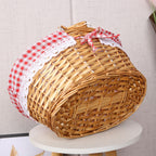 Wicker Picnic Basket Willow Woven Hand Basket Rustic Picnic Activities Handle Basket