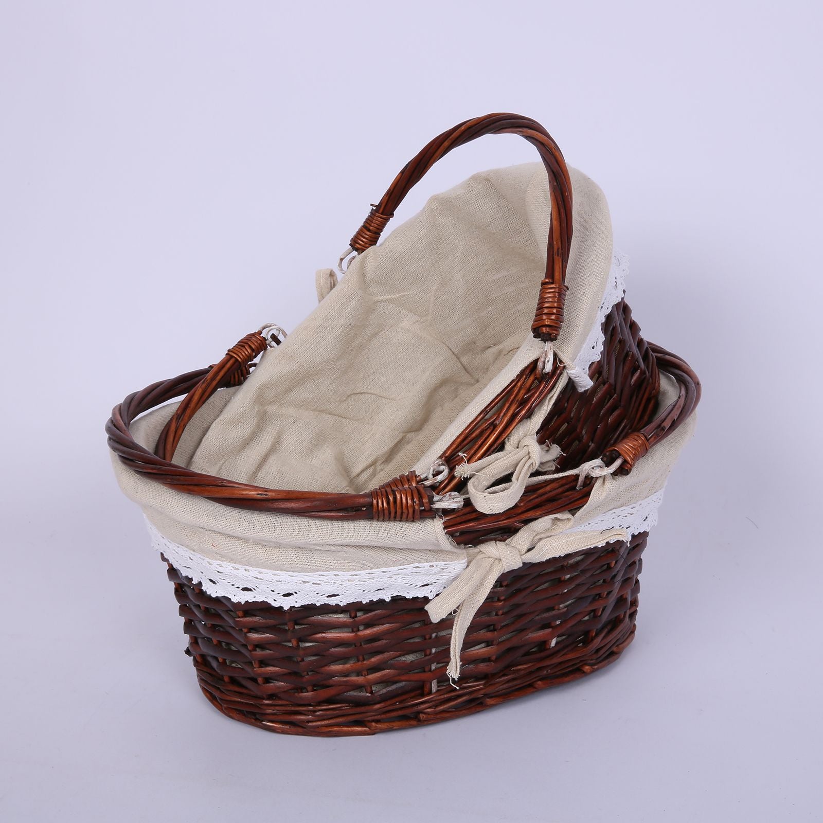 Wicker Picnic Basket Willow Woven Hand Basket Rustic Picnic Activities Handle Basket