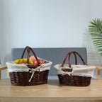 Wicker Picnic Basket Willow Woven Hand Basket Rustic Picnic Activities Handle Basket