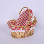 Woven Basket Folding Handle Portable Eco Friendly Rattan Picnic Basket for Bathroom Gift