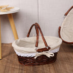 Woven Basket Folding Handle Portable Eco Friendly Rattan Picnic Basket for Bathroom Gift