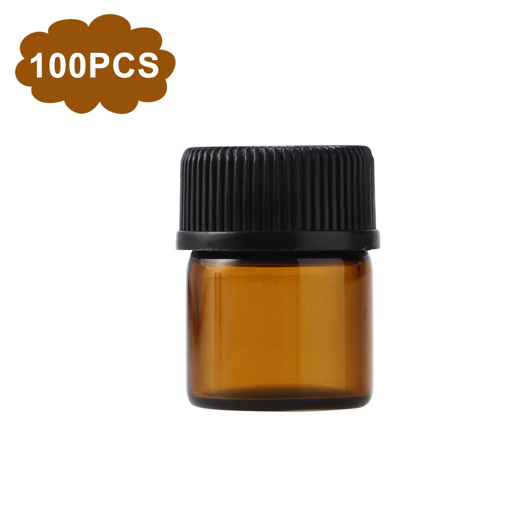 100Pcs Essential Oil Bottle Thick Glass Shock Resistant UV Protection Portable Essential Oil Bottle Brown