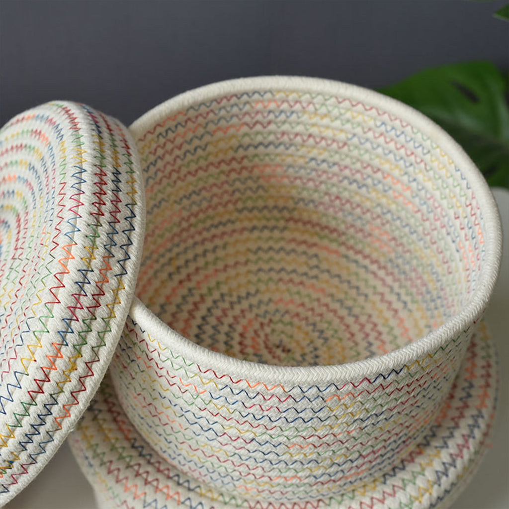 Storage Basket Soft Cotton Basket Cute Decorative Multifunction Basket for Bedroom Office Living Room