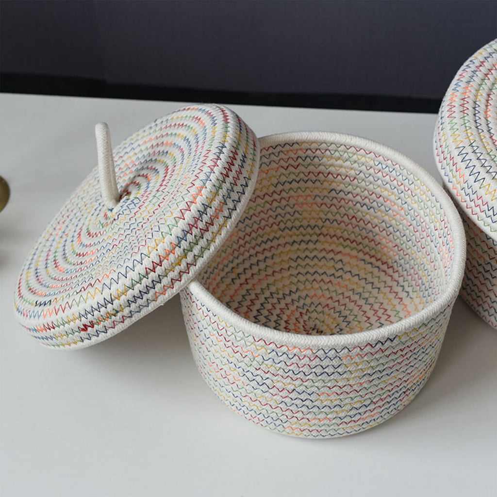 Storage Basket Soft Cotton Basket Cute Decorative Multifunction Basket for Bedroom Office Living Room