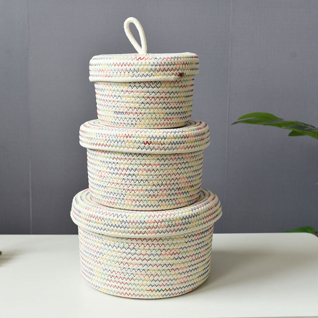 Storage Basket Soft Cotton Basket Cute Decorative Multifunction Basket for Bedroom Office Living Room