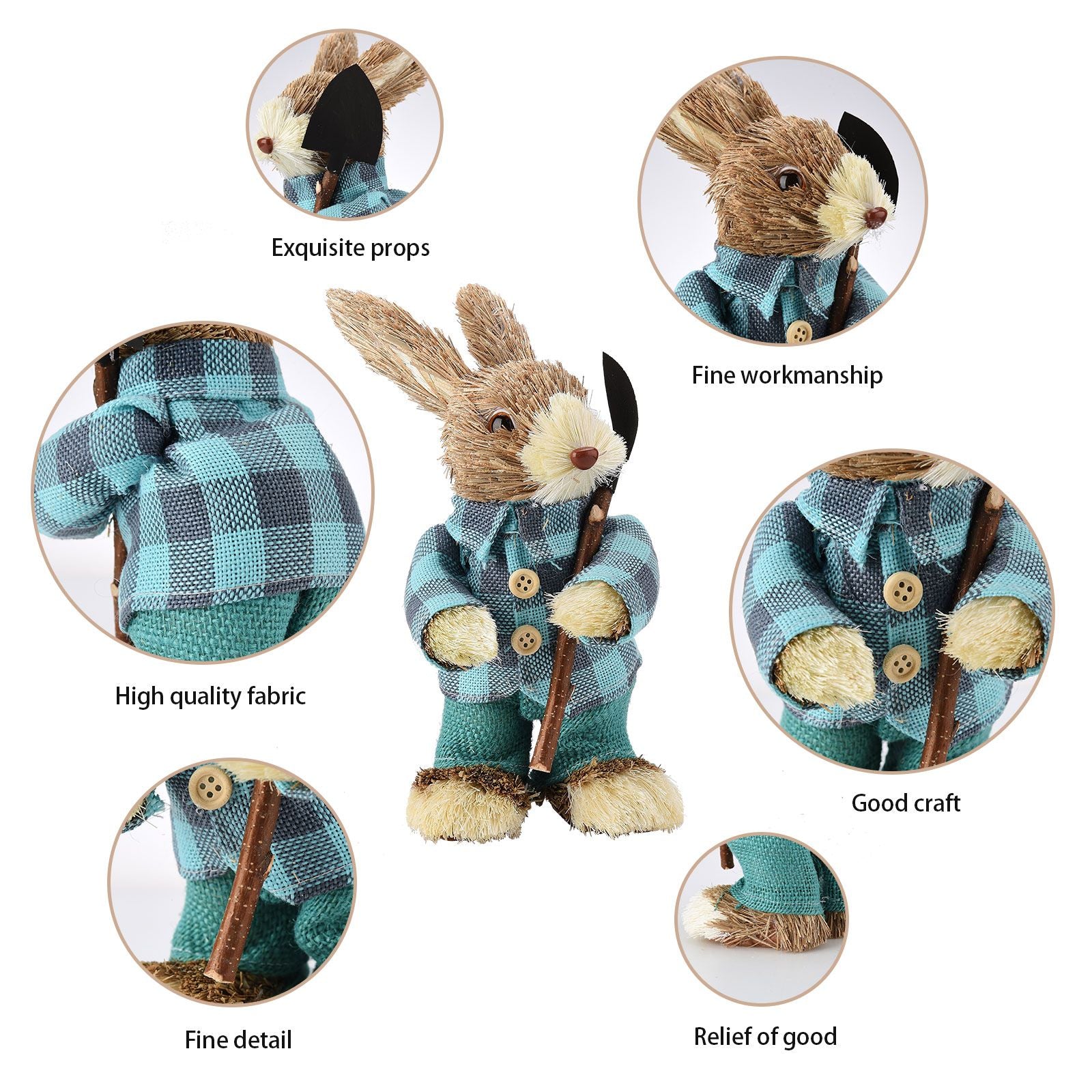 Cattail Eco Friendly Bright Colors Lifelike Durable Easter Bunny Figurine