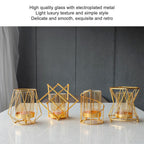 16x14cm Vase Gold Decorative Clear Glass Rugged Flower Vase For Wedding Arty