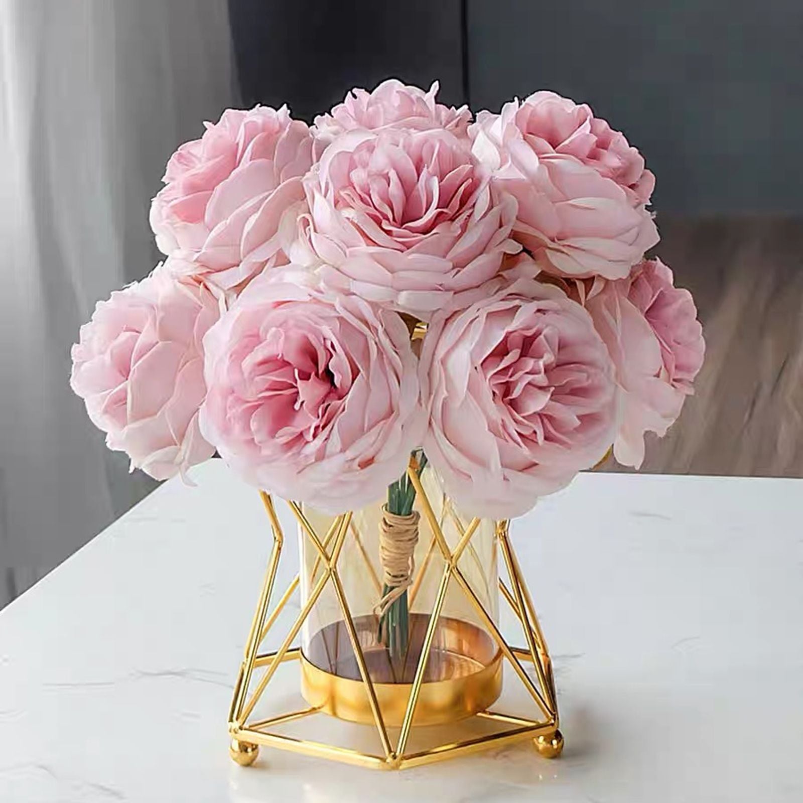 16x14cm Vase Gold Decorative Clear Glass Rugged Flower Vase For Wedding Arty
