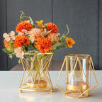 16x14cm Vase Gold Decorative Clear Glass Rugged Flower Vase For Wedding Arty