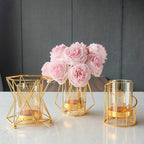 16x14cm Vase Gold Decorative Clear Glass Rugged Flower Vase For Wedding Arty