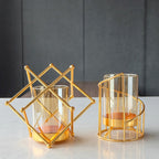 16x14cm Vase Gold Decorative Clear Glass Rugged Flower Vase For Wedding Arty