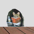 Cartoon Cute Candlelight Reading Mice Stick Mouse Hole Home Wall Decoration Wall Stickers