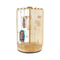 3 in 1 Jewelry Stand Display Multi Tiers Wooden Swivel Base Jewelry Display Holder for Necklace Gold