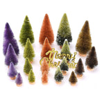 21pcs Artificial Christmas Trees Set Decoration Sisal Wood False Christmas Trees Kit